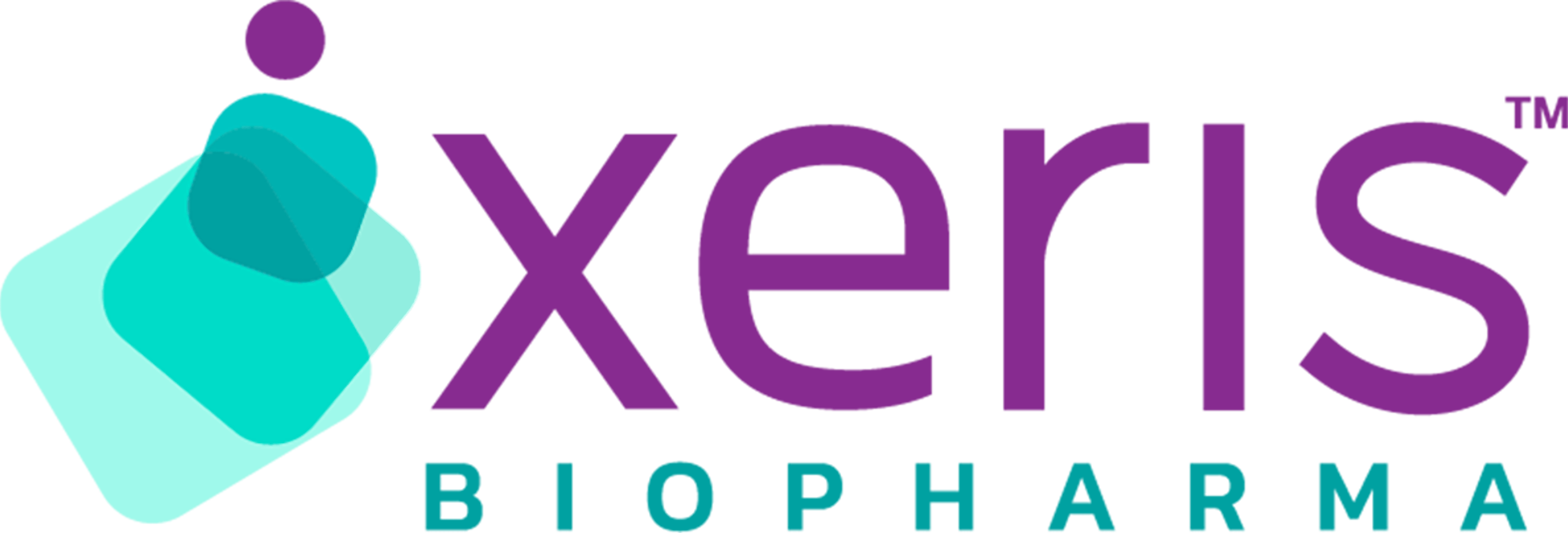Purble and Teal Text and Graphic Logo for Xeris Biopharma
