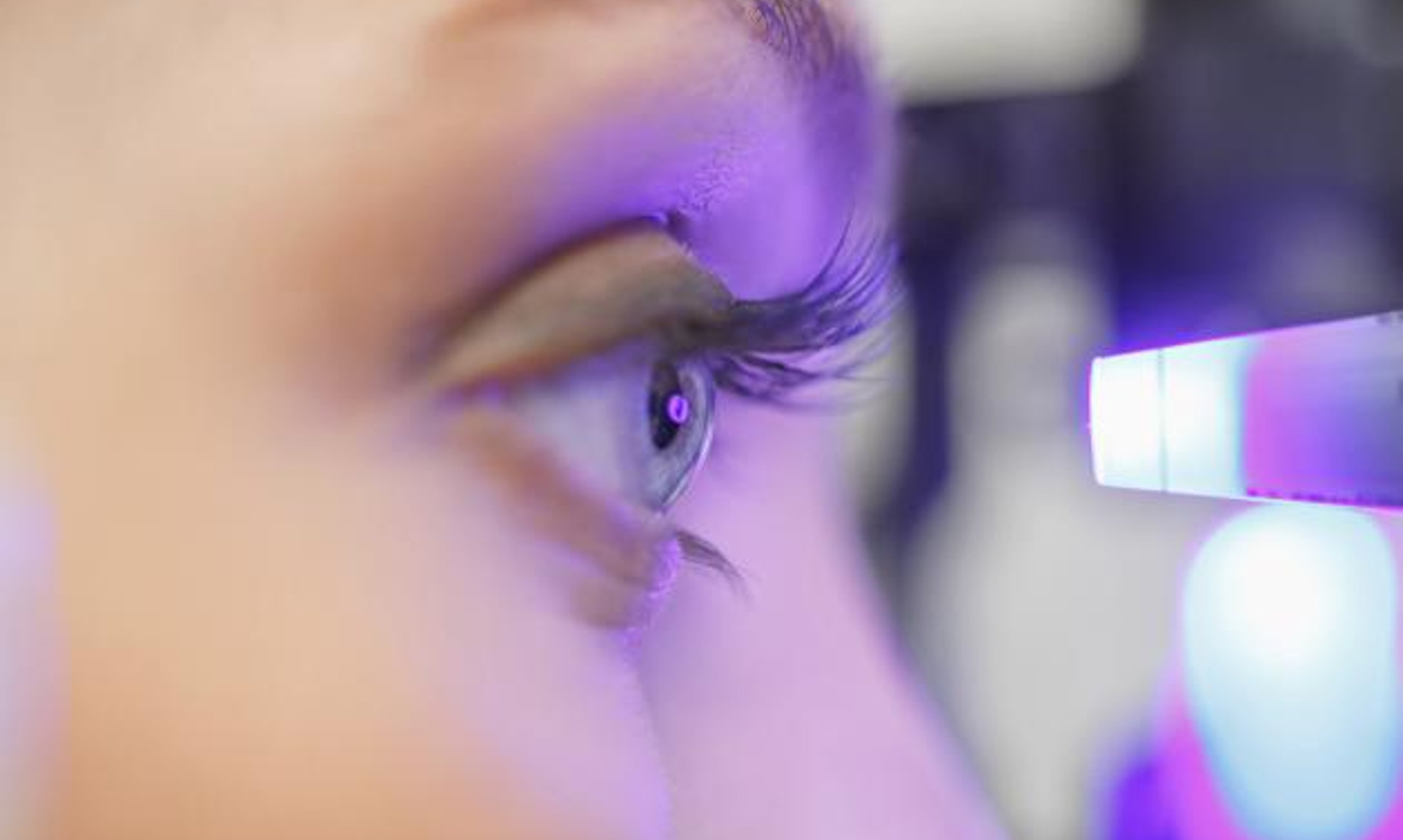 Side view of woman's right eye