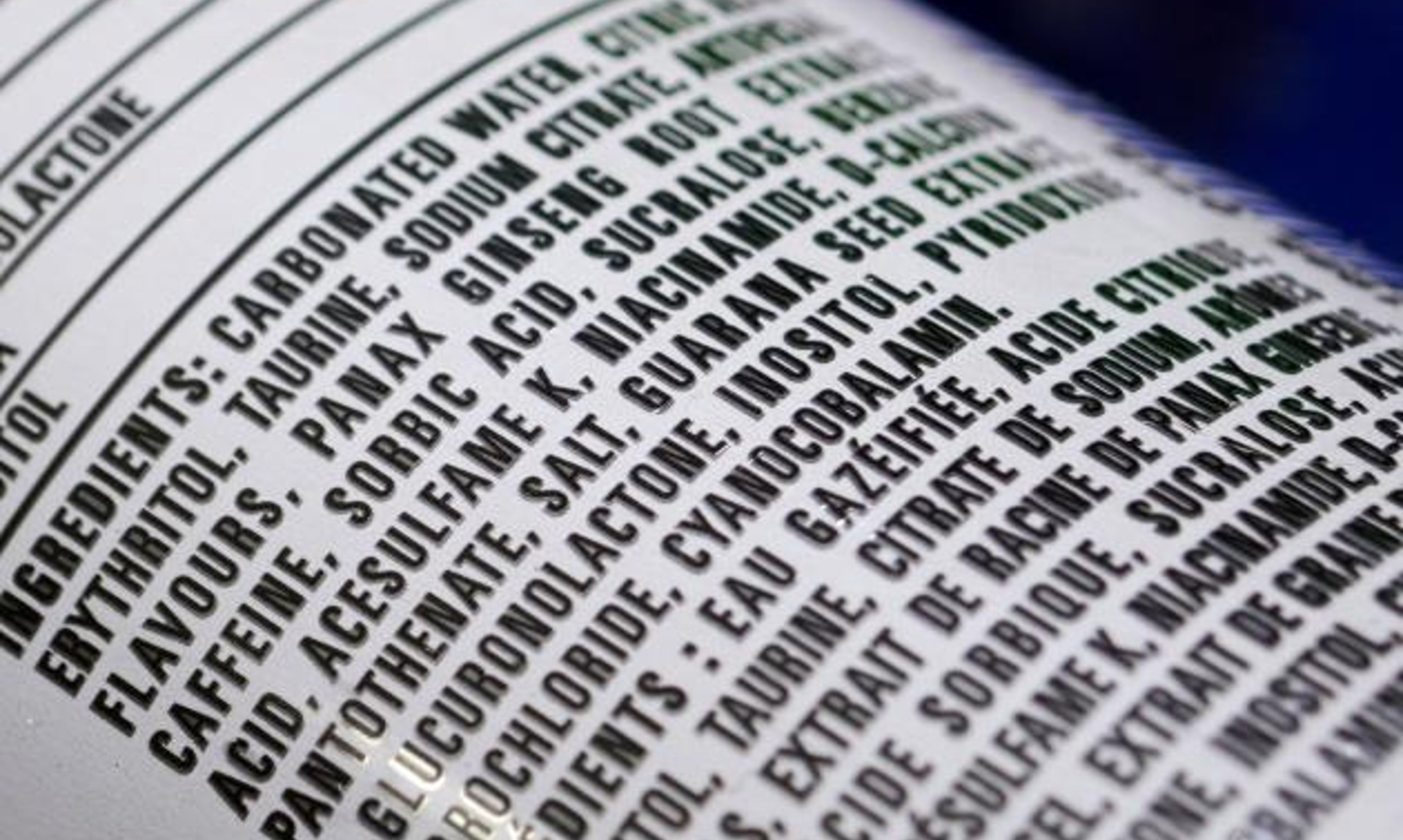 image of ingredients on food label