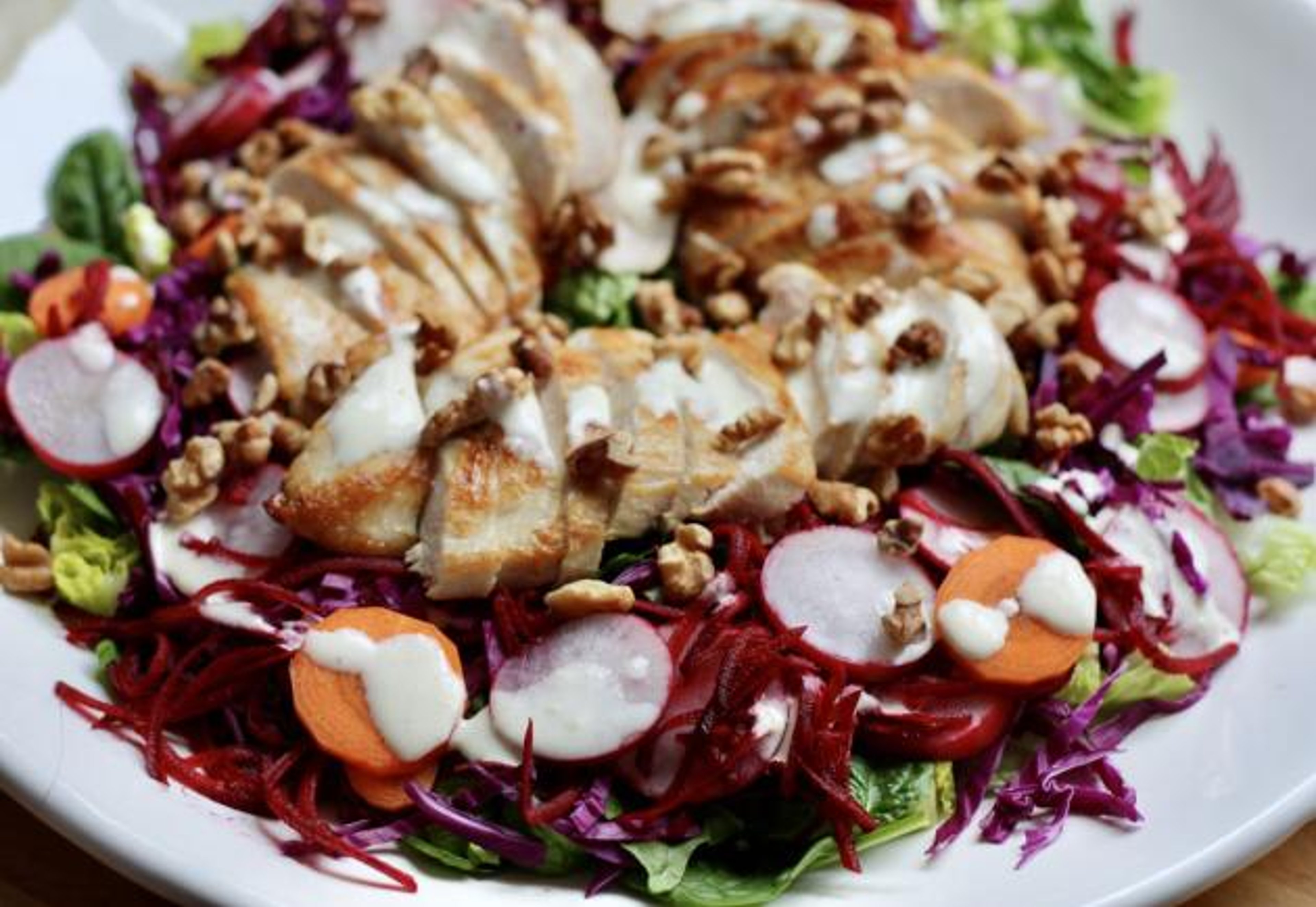 Rainbow Salad with Creamy Lemon Vinaigrette recipe