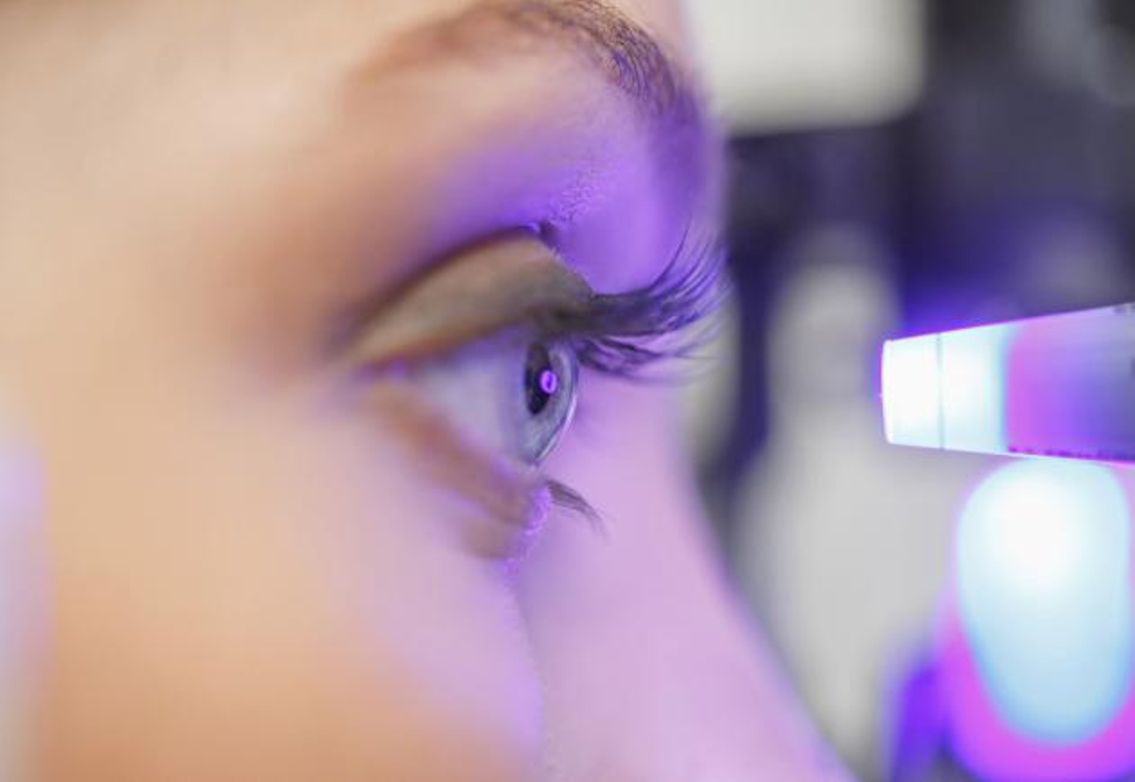 Side view of woman's right eye