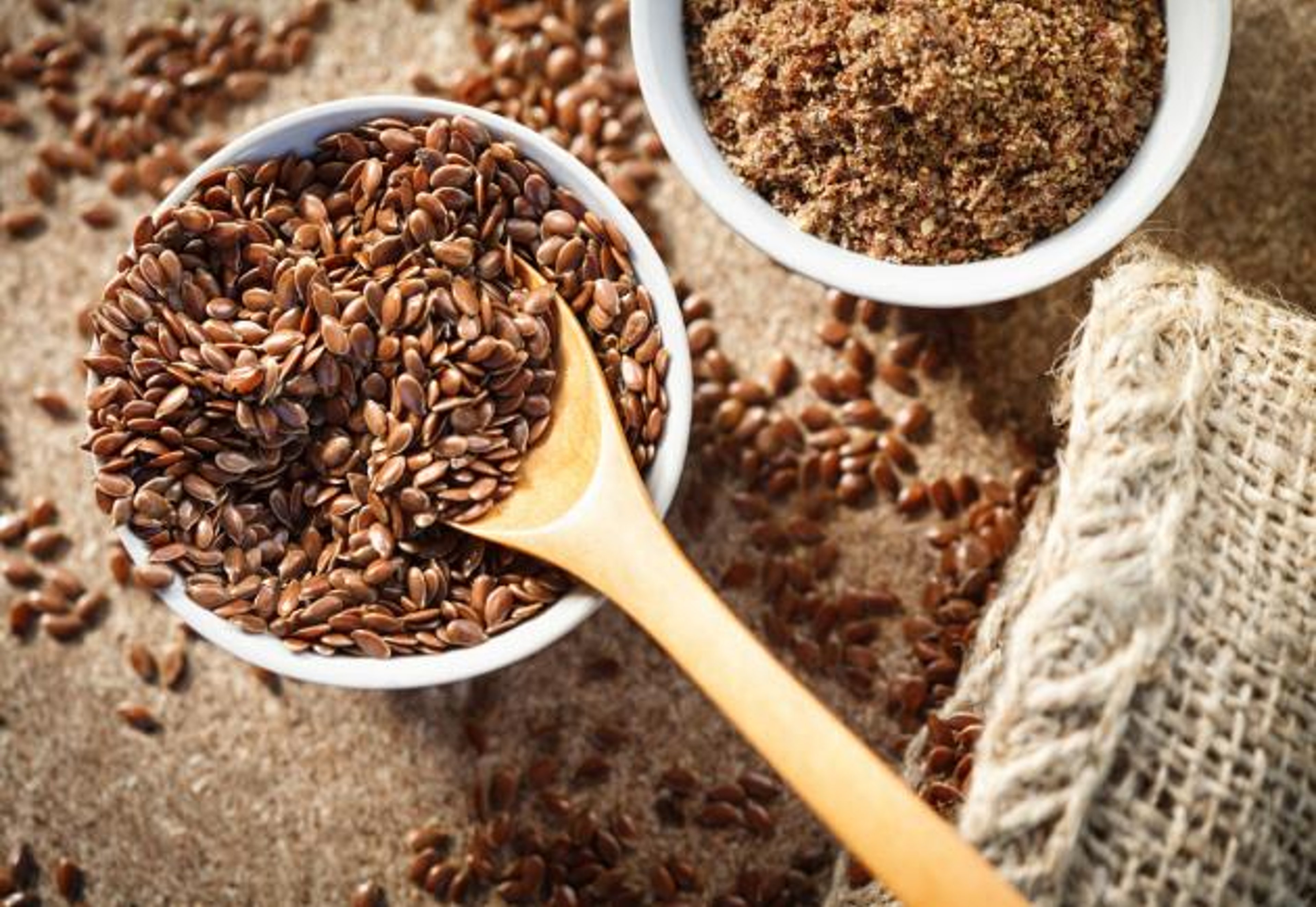 Image of flax seed in a white bowl