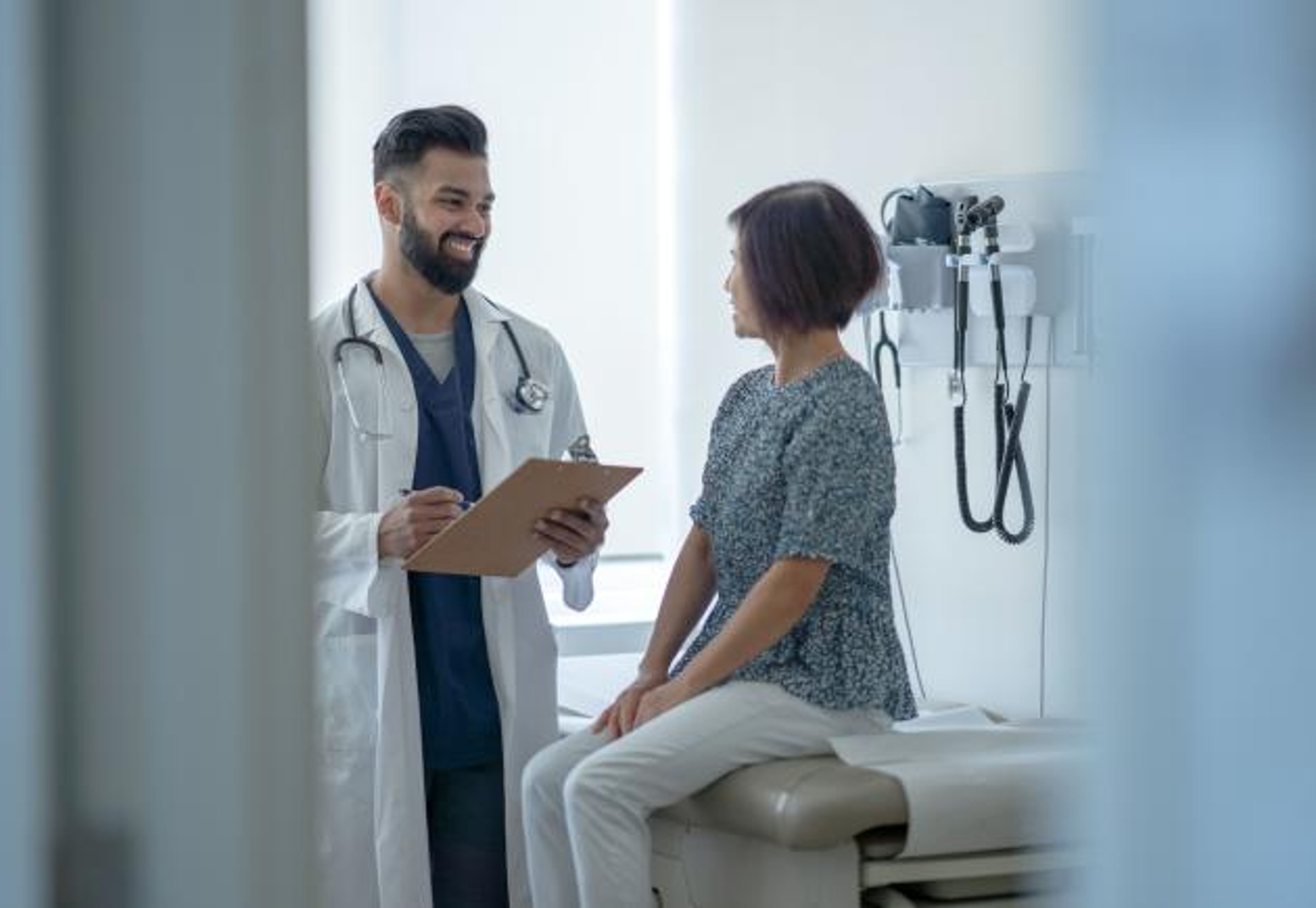 Patient talking to doctor