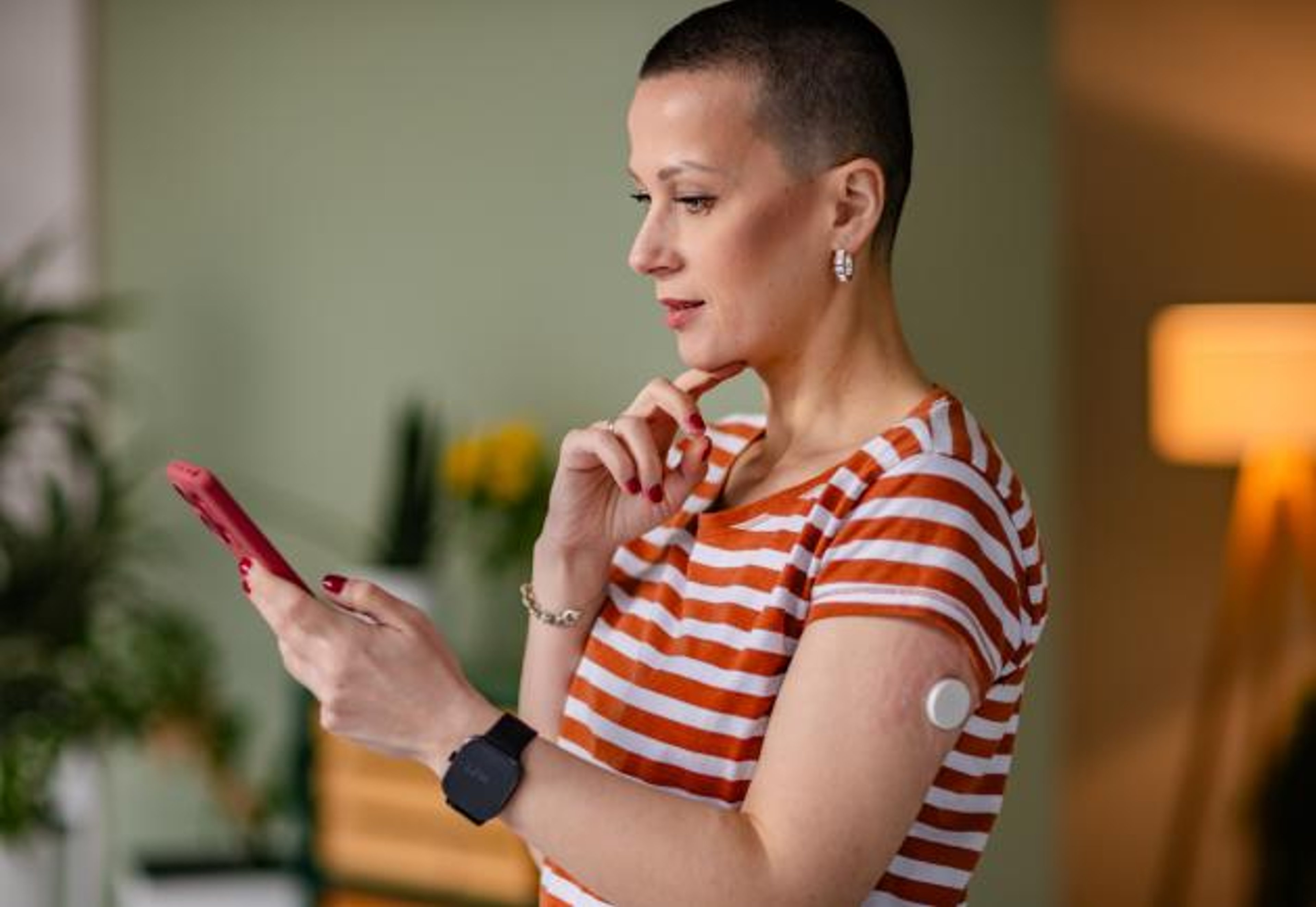 A woman checks her blood sugar