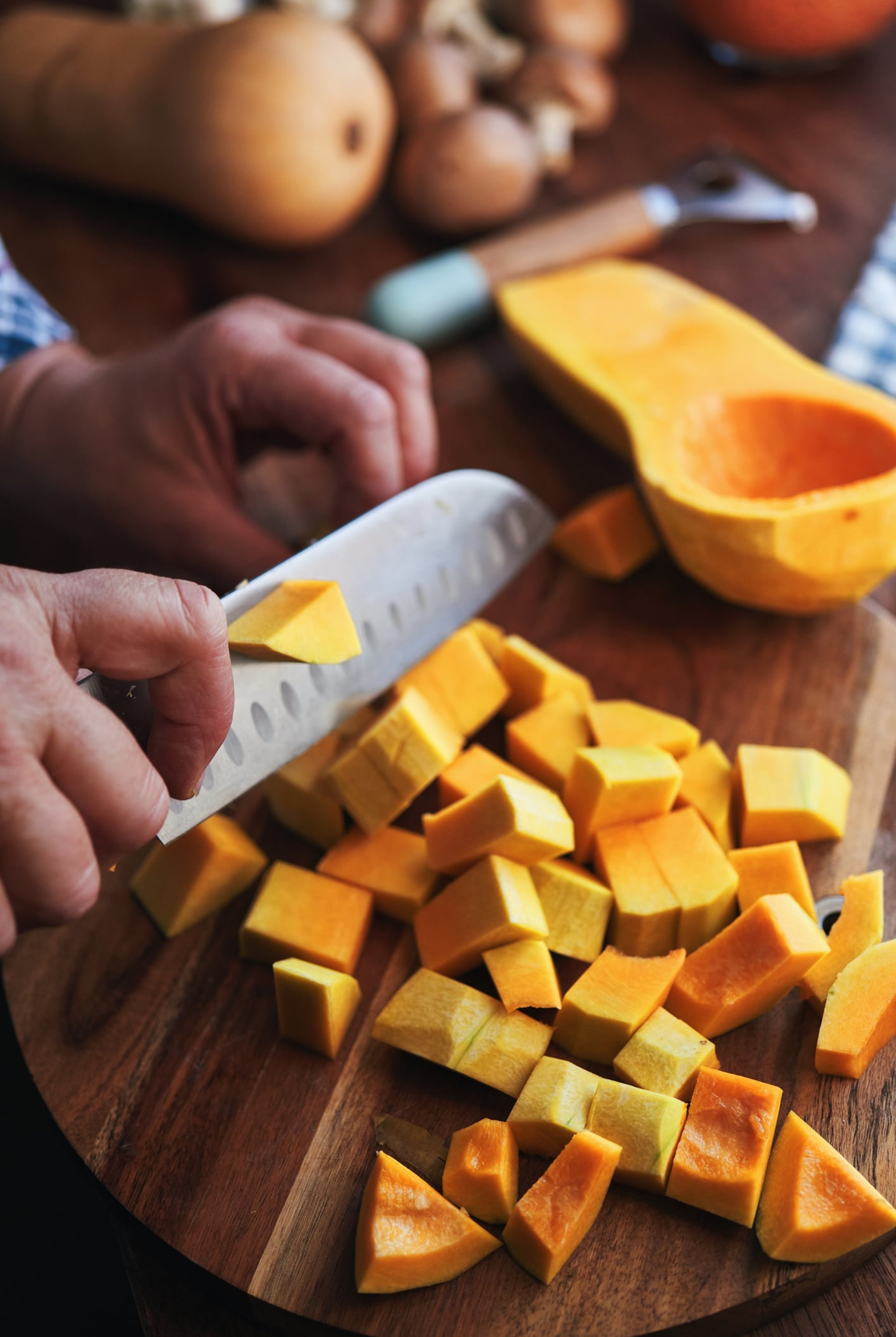 Cutting butternut squash