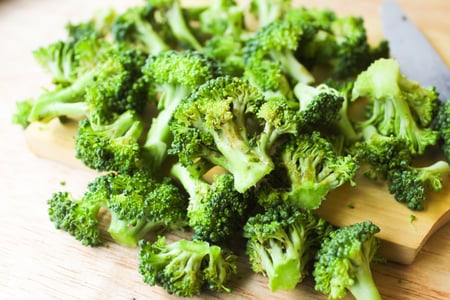 Chopped broccoli for broccoli cheddar soup
